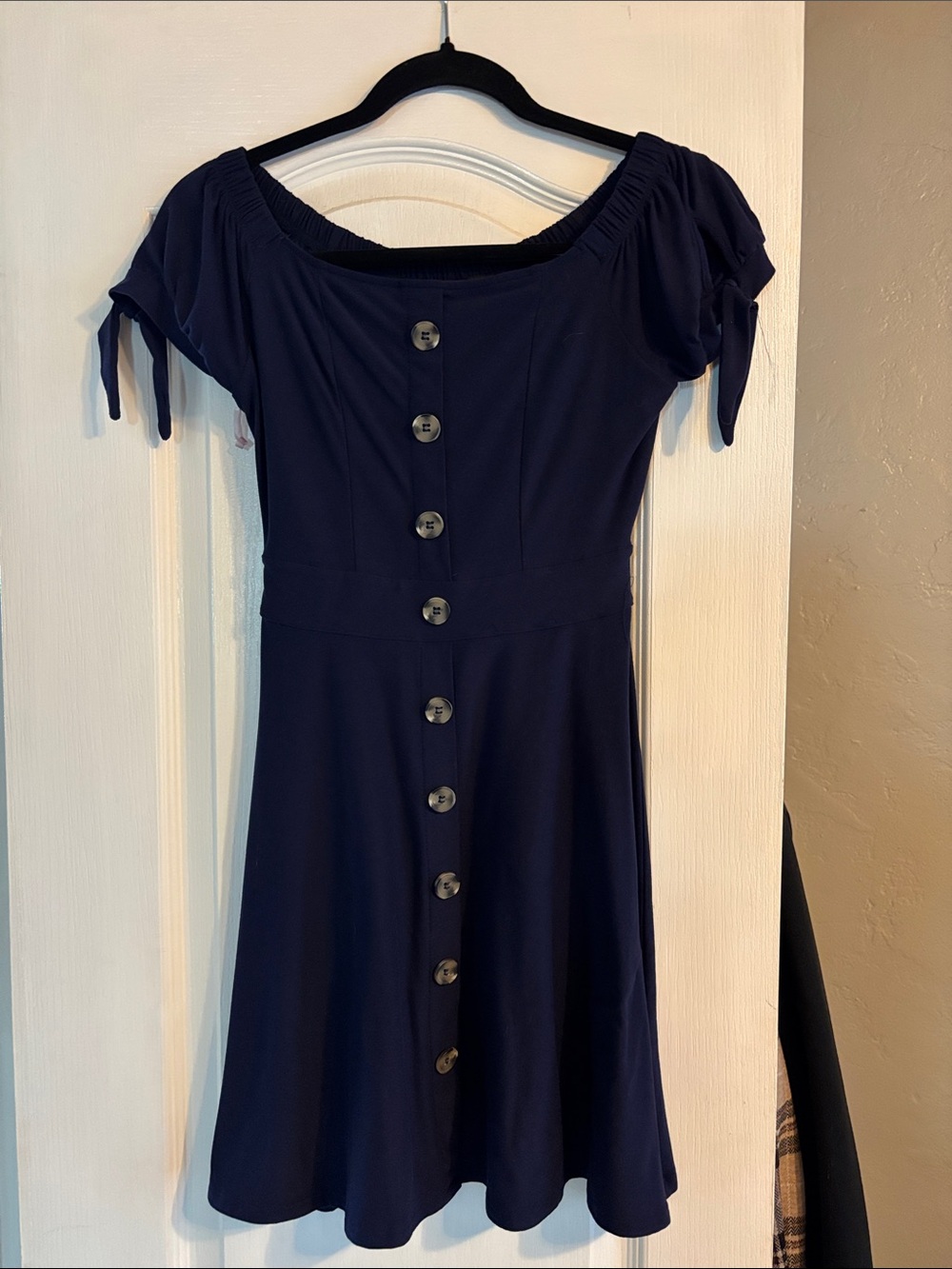 Derek Heart Navy One-Shoulder Button-Front Dress